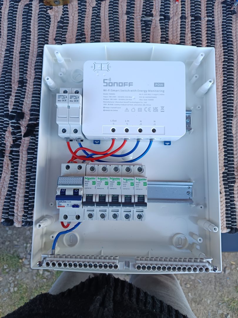 Tablou electric rezidential nou echipat cu module Schneider Easy9, Gewiss si Sonoff POW